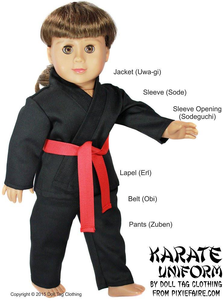 Doll Tag Clothing 18 Inch Modern Karate Uniform 18" Doll Clothes Pixie Faire