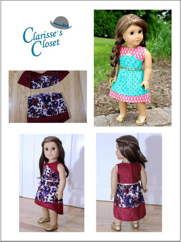 Clarisse's Closet 18 Inch Modern Chestnut Hill Keyhole Dress 18" Doll Clothes Pattern Pixie Faire