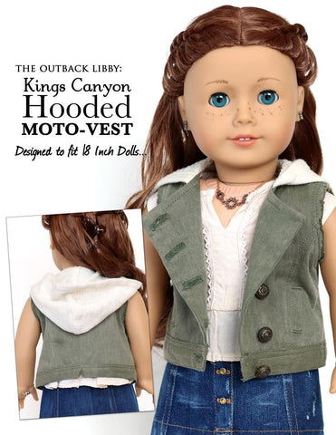 Liberty Jane 18 Inch Modern Kings Canyon Hooded Moto Vest 18" Doll Clothes Pattern Pixie Faire