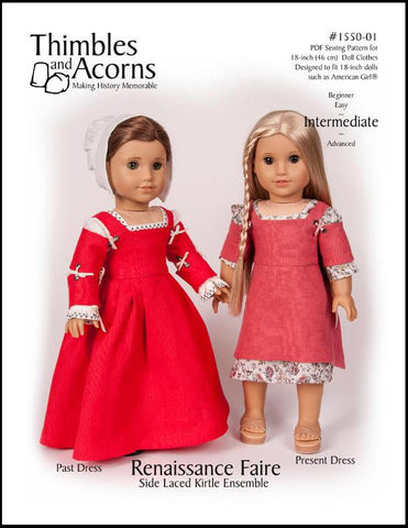 Thimbles and Acorns 18 Inch Historical Renaissance Faire Side Laced Kirtle Ensemble 18" Doll Clothes Pixie Faire