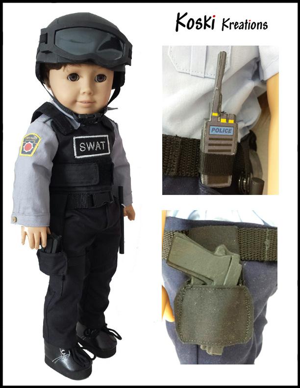 Koski Kreations 18 Inch Modern Law Enforcement Uniform 18" Doll Clothes Pattern Pixie Faire