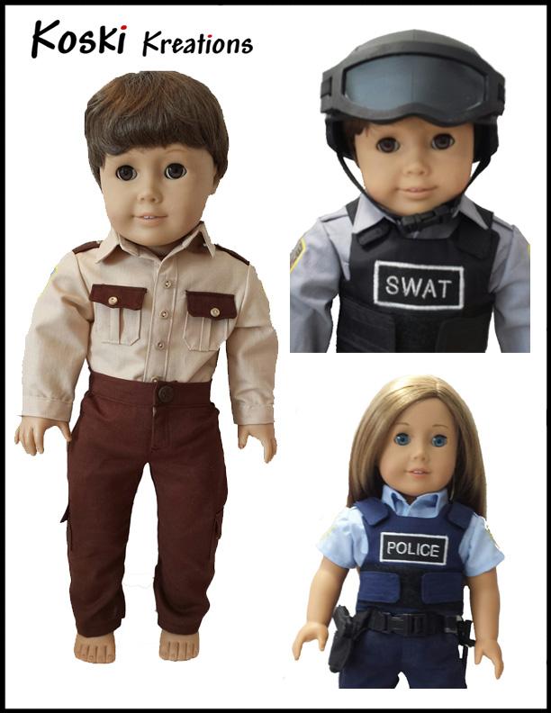Koski Kreations 18 Inch Modern Law Enforcement Uniform 18" Doll Clothes Pattern Pixie Faire
