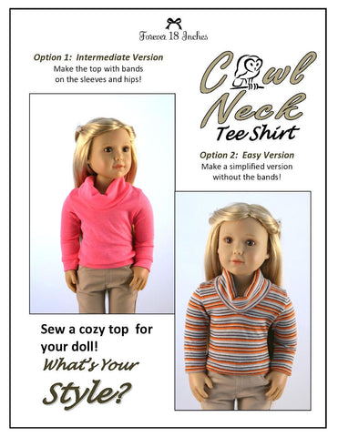 Forever 18 Inches Kidz n Cats Cowl Neck Tee Shirt Pattern for Kidz N Cats Dolls Pixie Faire