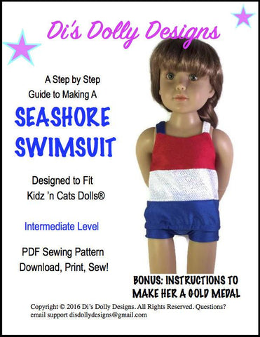 Di's Dolly Designs Kidz n Cats Seashore Swimsuit for Kidz N Cats Dolls Pixie Faire