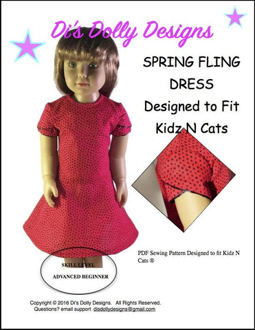 Di's Dolly Designs Kidz n Cats Spring Fling Dress Pattern for Kidz N Cats Dolls Pixie Faire