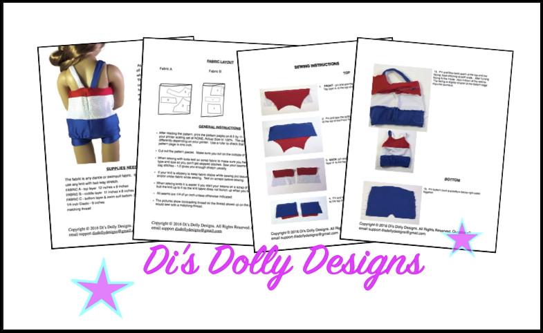 Di's Dolly Designs Kidz n Cats Seashore Swimsuit for Kidz N Cats Dolls Pixie Faire