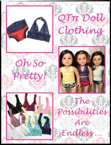 QTπ Doll Clothing 18 Inch Modern Oh So Pretty Bralette and Panties 18" Doll Clothes Pattern Pixie Faire