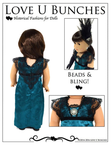 Love U Bunches 18 Inch Historical Lady Lilly's Winter Evening Dress 18" Doll Clothes Pixie Faire