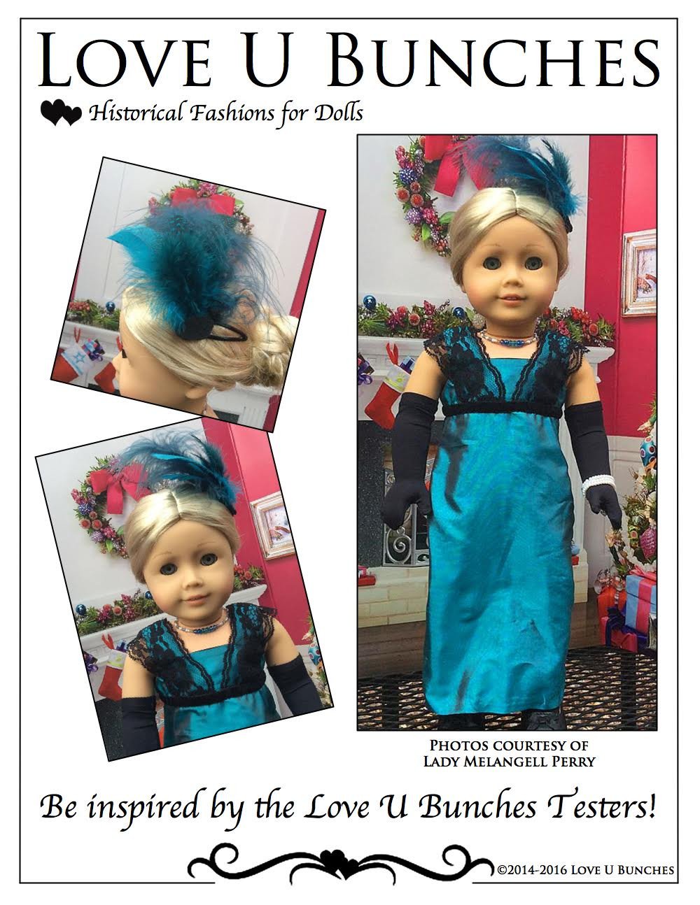 Love U Bunches 18 Inch Historical Lady Lilly's Winter Evening Dress 18" Doll Clothes Pixie Faire