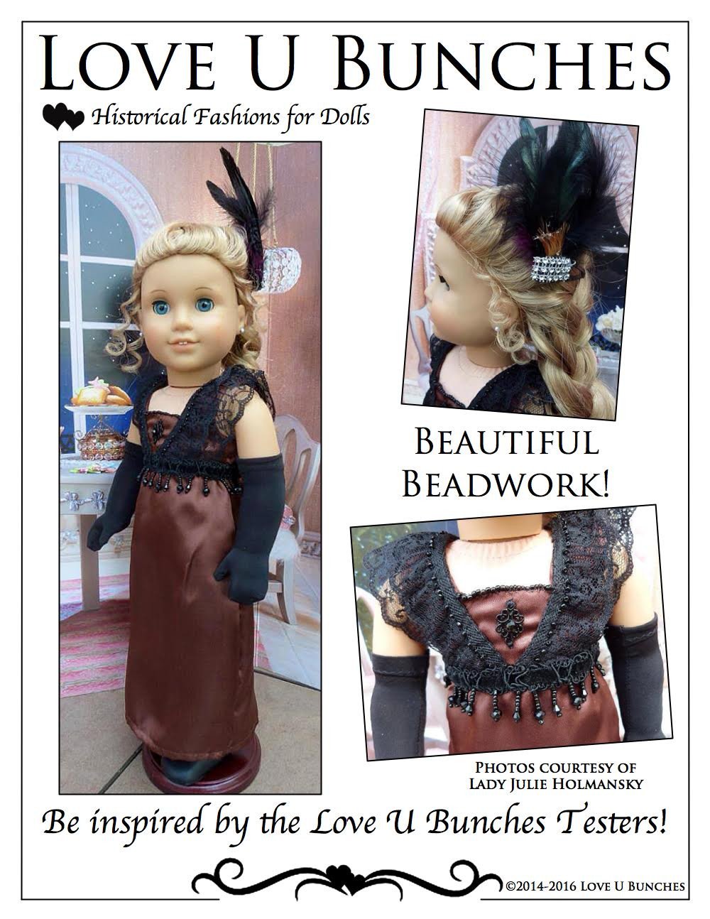 Love U Bunches 18 Inch Historical Lady Lilly's Winter Evening Dress 18" Doll Clothes Pixie Faire