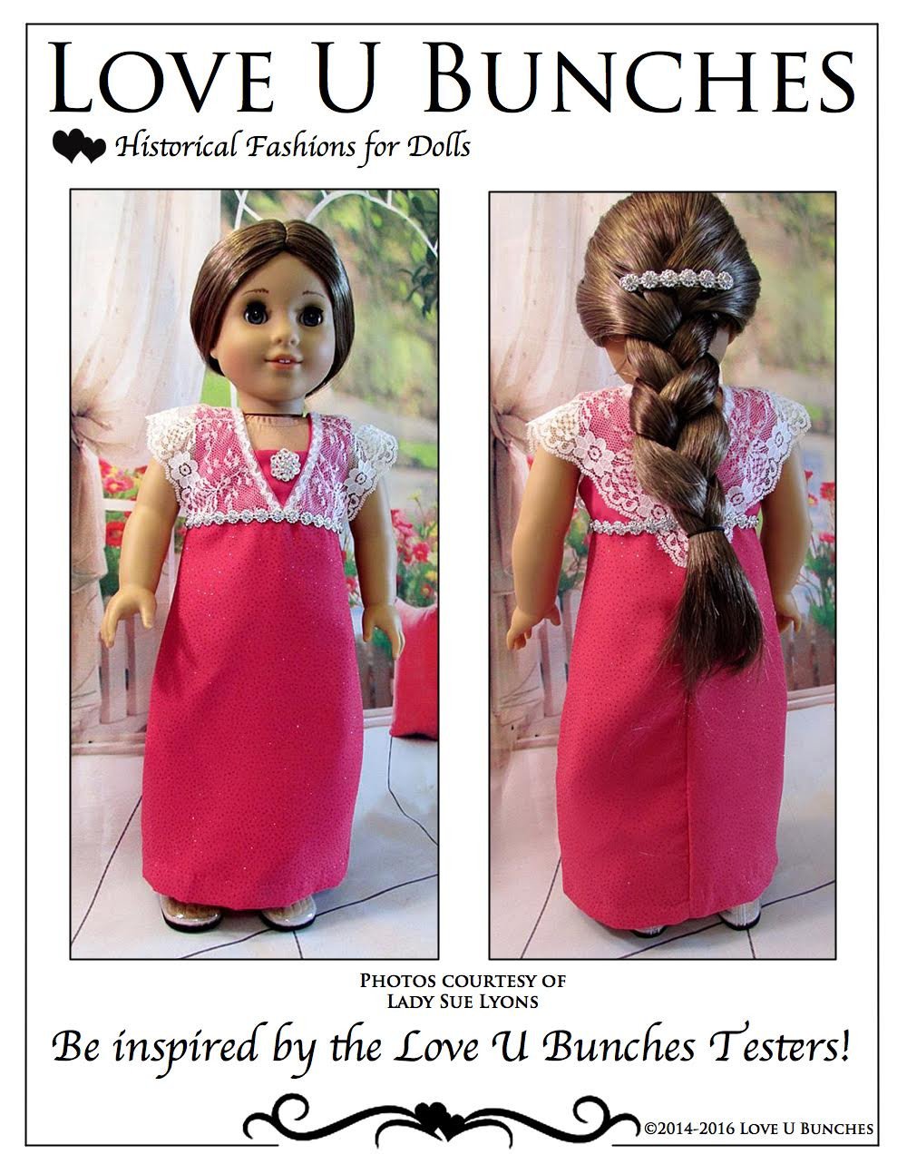 Love U Bunches 18 Inch Historical Lady Lilly's Winter Evening Dress 18" Doll Clothes Pixie Faire