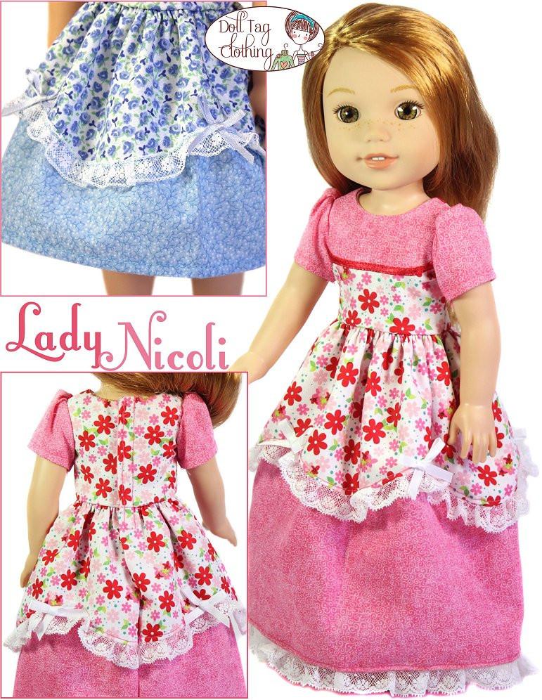 Doll Tag Clothing WellieWishers Lady Nicoli 14.5" Doll Clothes Pattern Pixie Faire