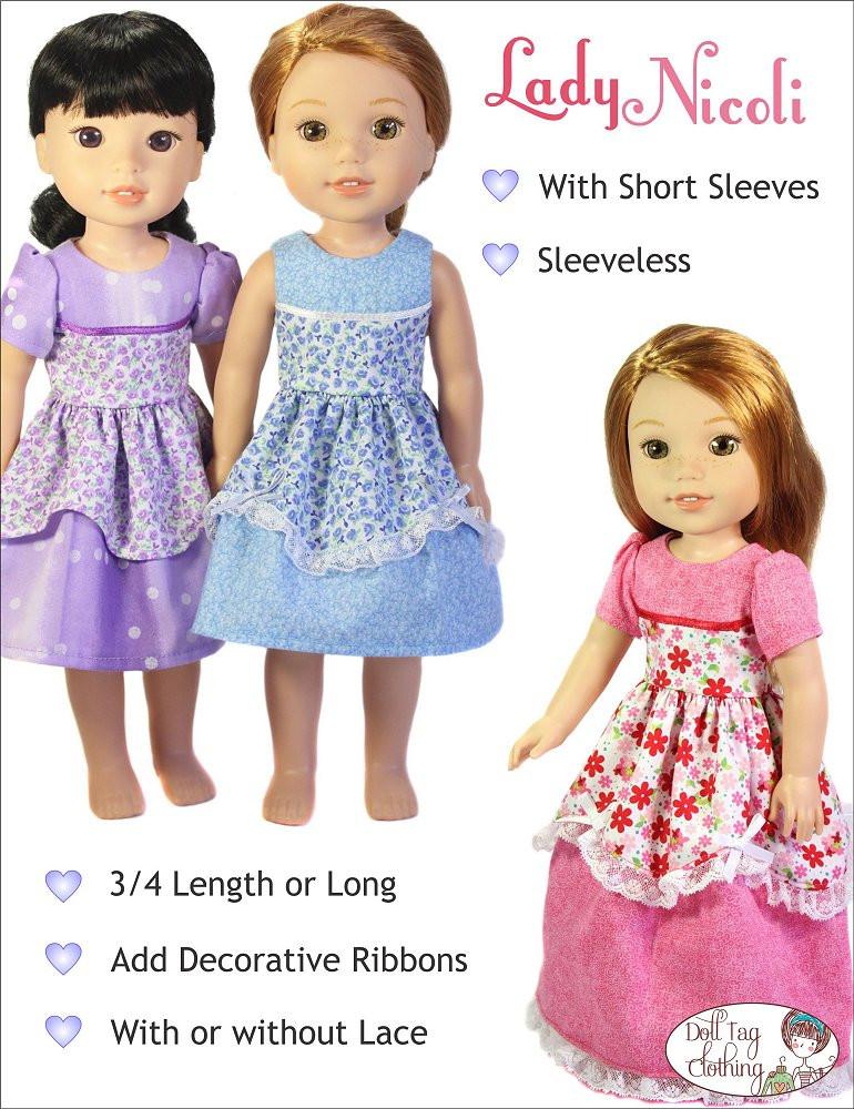 Doll Tag Clothing WellieWishers Lady Nicoli 14.5" Doll Clothes Pattern Pixie Faire