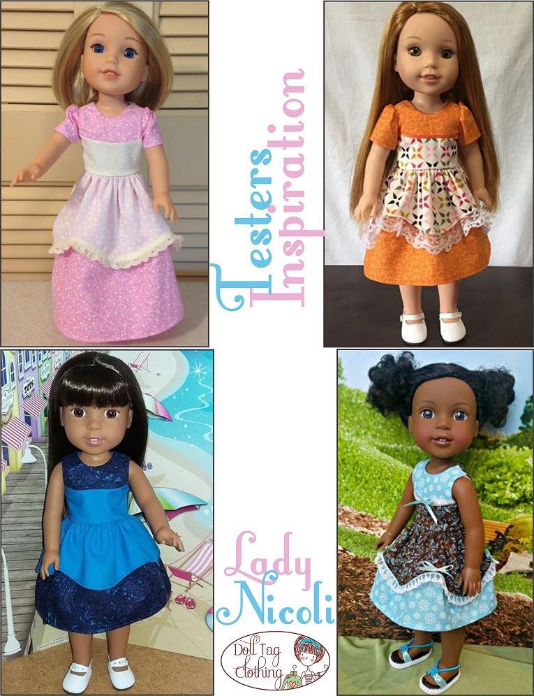 Doll Tag Clothing WellieWishers Lady Nicoli 14.5" Doll Clothes Pattern Pixie Faire