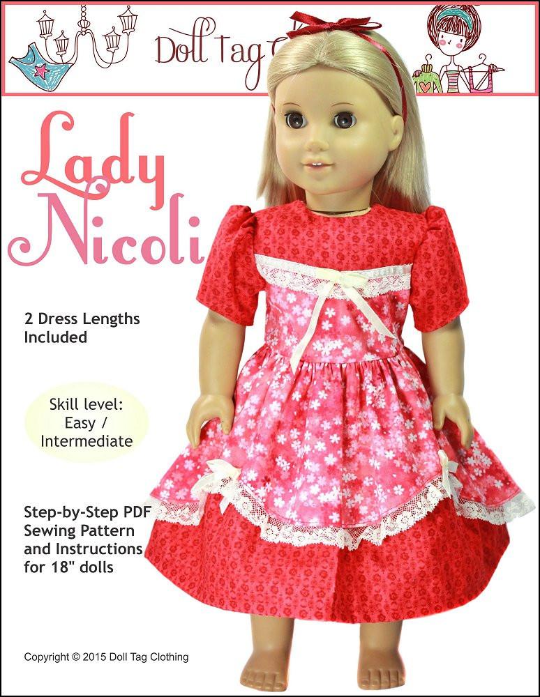 Doll Tag Clothing 18 Inch Modern Lady Nicoli 18" Doll Clothes Pattern Pixie Faire