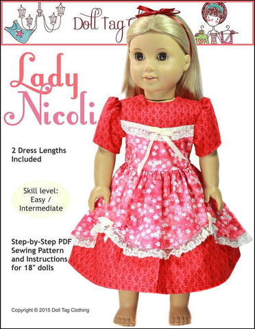 Doll Tag Clothing 18 Inch Modern Lady Nicoli 18" Doll Clothes Pattern Pixie Faire