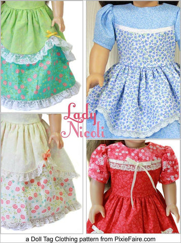 Doll Tag Clothing 18 Inch Modern Lady Nicoli 18" Doll Clothes Pattern Pixie Faire