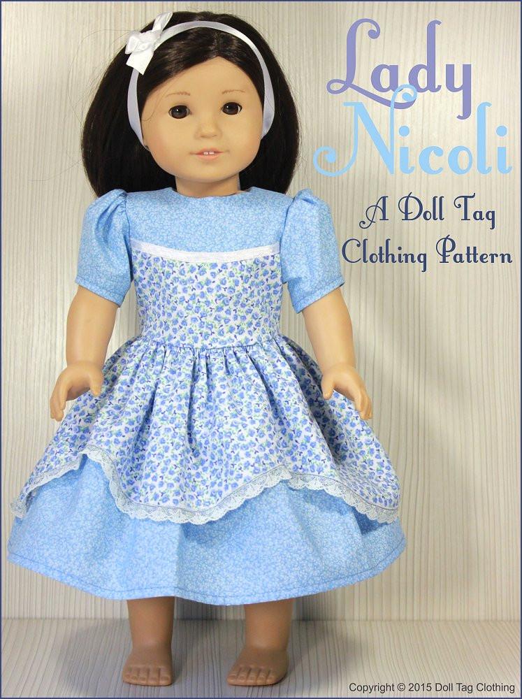 Doll Tag Clothing 18 Inch Modern Lady Nicoli 18" Doll Clothes Pattern Pixie Faire