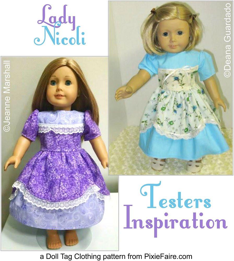 Doll Tag Clothing 18 Inch Modern Lady Nicoli 18" Doll Clothes Pattern Pixie Faire