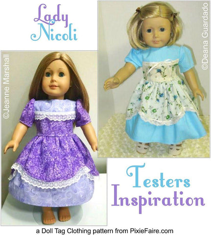 Doll Tag Clothing 18 Inch Modern Lady Nicoli 18" Doll Clothes Pattern Pixie Faire