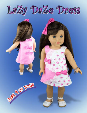 Just 4 Us Dolls 18 Inch Modern Lazy Daze Dress 18" Doll Clothes Pattern Pixie Faire