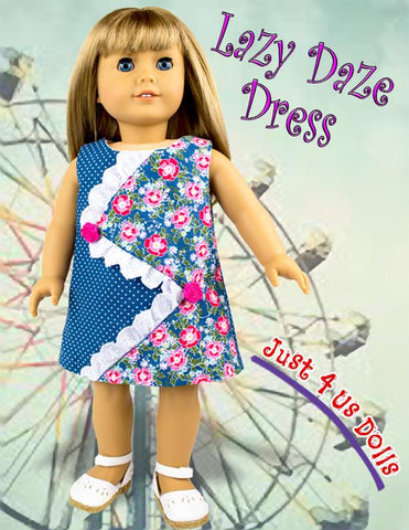 Just 4 Us Dolls 18 Inch Modern Lazy Daze Dress 18" Doll Clothes Pattern Pixie Faire