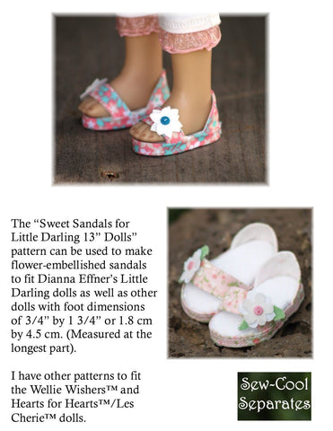 Sew Cool Separates Little Darling Sweet Sandals Pattern for Little Darling Dolls Pixie Faire