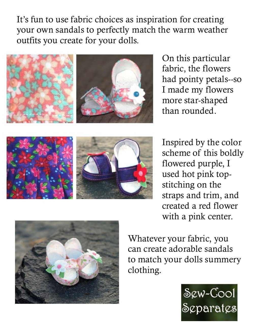 Sew Cool Separates Little Darling Sweet Sandals Pattern for Little Darling Dolls Pixie Faire