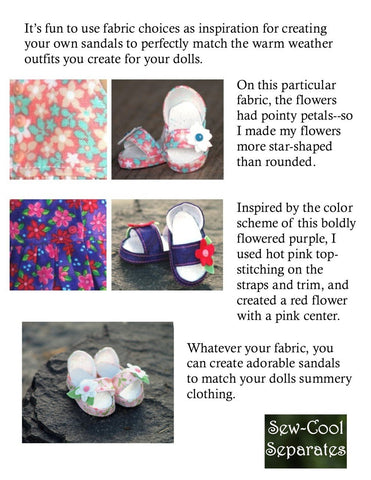 Sew Cool Separates Little Darling Sweet Sandals Pattern for Little Darling Dolls Pixie Faire