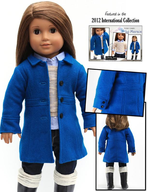 Liberty Jane 18 Inch Modern Le Marais Coat 18" Doll Clothes Pattern Pixie Faire