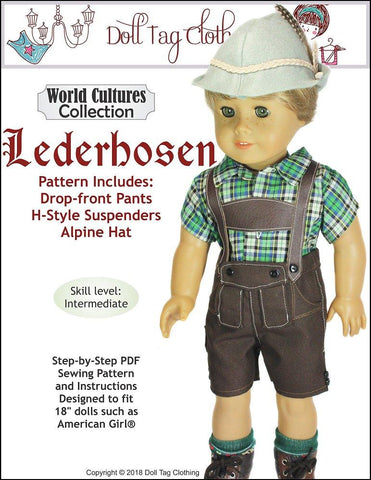 Doll Tag Clothing 18 Inch Historical Lederhosen 18" Doll Clothes Pattern Pixie Faire