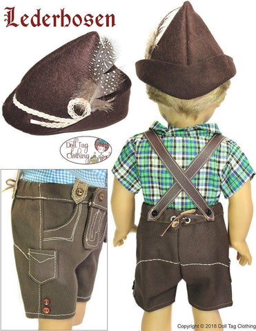 Doll Tag Clothing 18 Inch Historical Lederhosen 18" Doll Clothes Pattern Pixie Faire