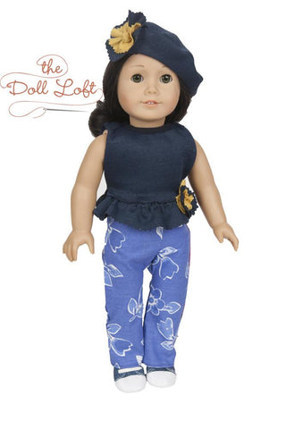 The Doll Loft 18 Inch Modern Left Bank Cafe Top and Pants 18" Doll Clothes Pattern Pixie Faire