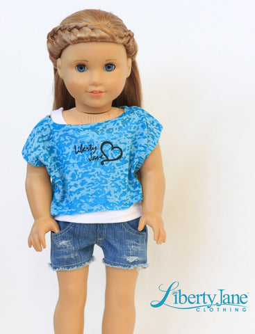 Liberty Jane 18 Inch Modern Off The Shoulder Tee 18" Doll Clothes Pattern Pixie Faire