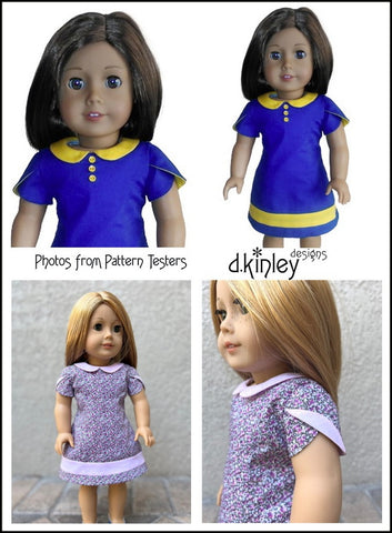 Dkinley Designs 18 Inch Modern Two Tulips Dress 18" Doll Clothes Pattern Pixie Faire