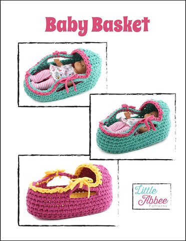 Little Abbee Crochet Baby Basket Crochet Pattern for 8" Baby Dolls Pixie Faire