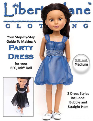 Liberty Jane BFC Ink Aspen Party Dress Pattern for BFC, Ink. Dolls Pixie Faire