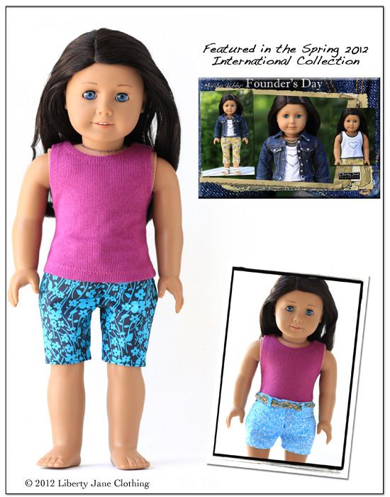 Liberty Jane Capri and Shorts 18 inch Doll Clothes Pattern PDF