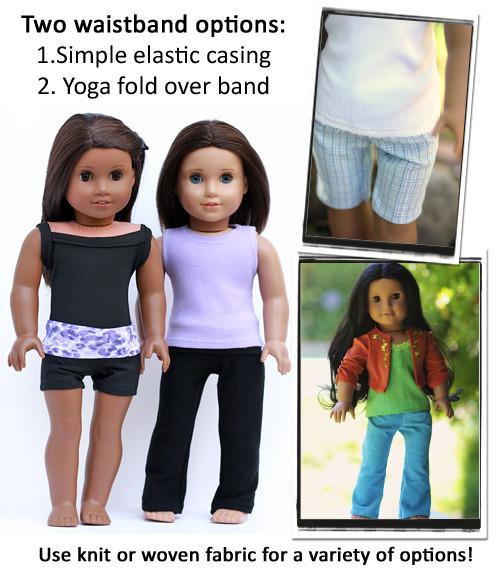Liberty Jane 18 Inch Modern Yoga Pants and Basic Pants 18" Doll Clothes Pattern Pixie Faire