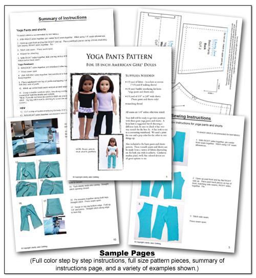 Liberty Jane 18 Inch Modern Yoga Pants and Basic Pants 18" Doll Clothes Pattern Pixie Faire