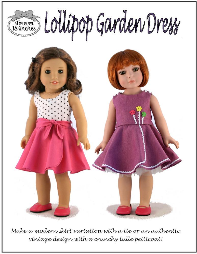 Forever 18 Inches 18 Inch Historical Lollipop Garden Dress 18" Doll Clothes Pattern Pixie Faire