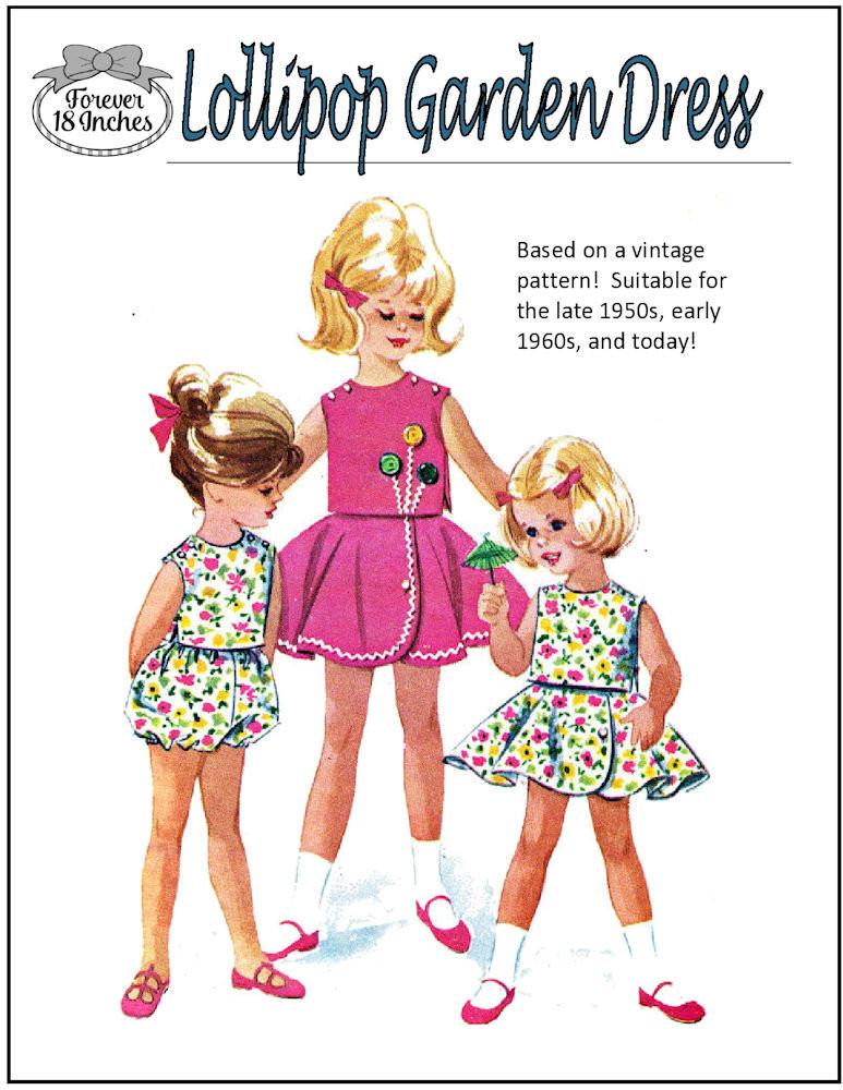 Forever 18 Inches 18 Inch Historical Lollipop Garden Dress 18" Doll Clothes Pattern Pixie Faire