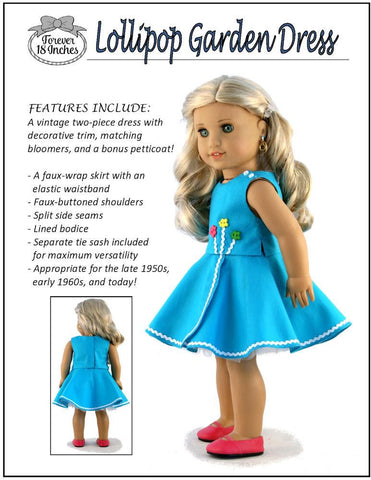 Forever 18 Inches 18 Inch Historical Lollipop Garden Dress 18" Doll Clothes Pattern Pixie Faire