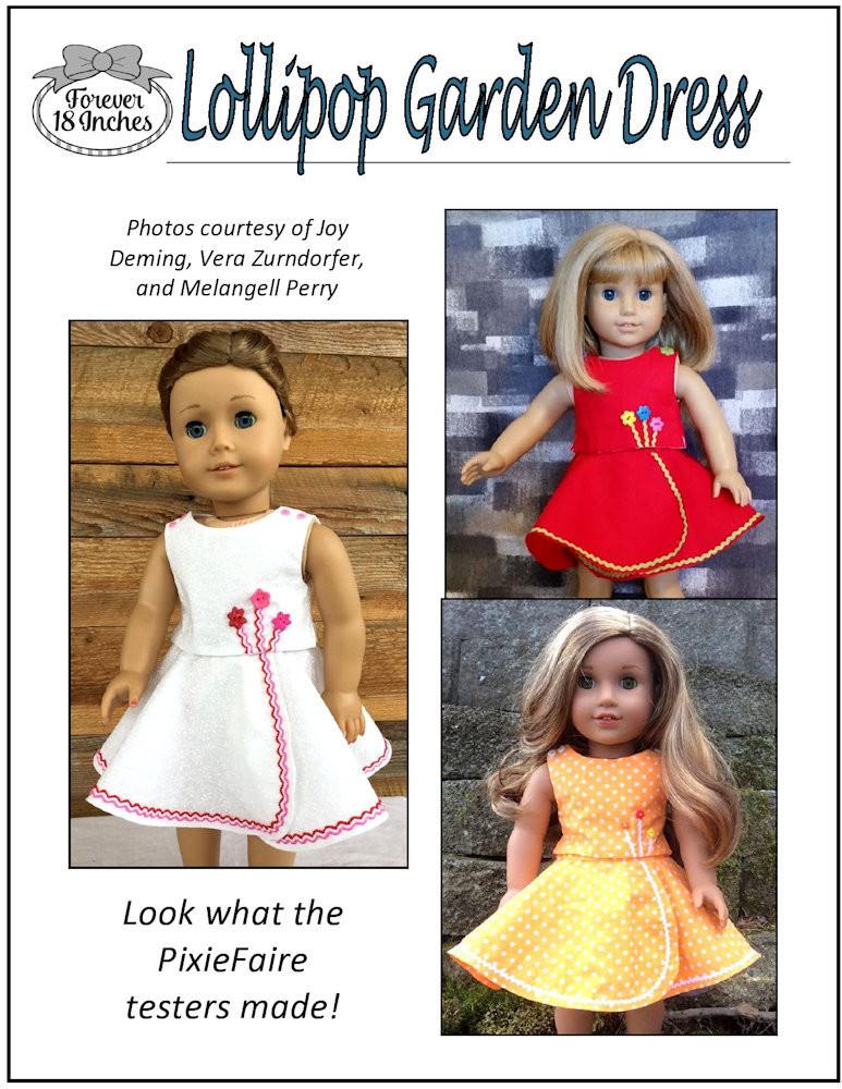 Forever 18 Inches 18 Inch Historical Lollipop Garden Dress 18" Doll Clothes Pattern Pixie Faire