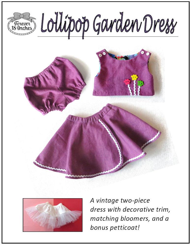 Forever 18 Inches 18 Inch Historical Lollipop Garden Dress 18" Doll Clothes Pattern Pixie Faire