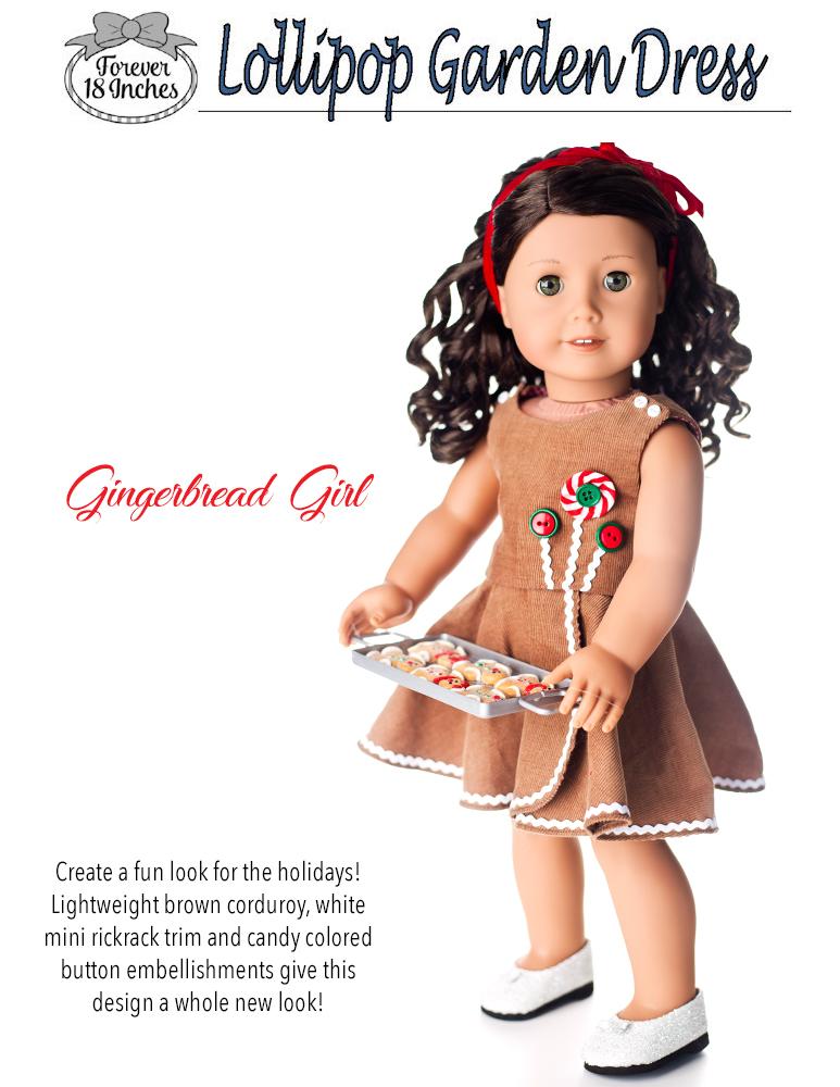 Forever 18 Inches 18 Inch Historical Lollipop Garden Dress 18" Doll Clothes Pattern Pixie Faire