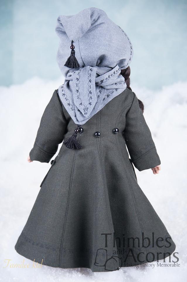 Thimbles and Acorns 18 Inch Historical The Long Winter Coat and Hood 18" Doll Clothes Pattern Pixie Faire