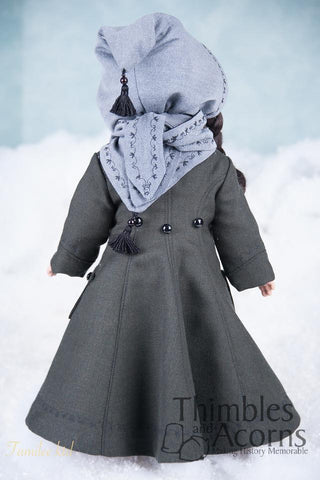 Thimbles and Acorns 18 Inch Historical The Long Winter Coat and Hood 18" Doll Clothes Pattern Pixie Faire