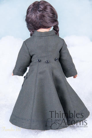 Thimbles and Acorns 18 Inch Historical The Long Winter Coat and Hood 18" Doll Clothes Pattern Pixie Faire