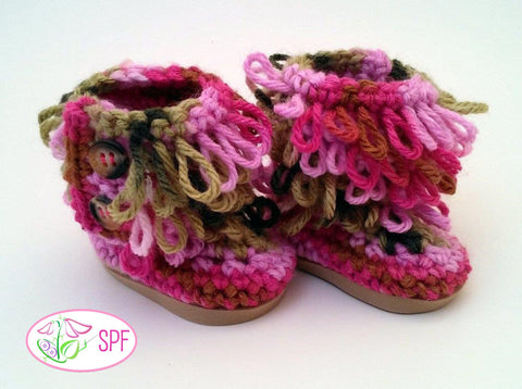 Sweet Pea Fashions Crochet Loop Stitch Crocheted Boots 18" Doll Shoes Pixie Faire